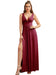 Sexy V-Neck Sleeveless Floor Length Dress with Slit-koscy