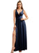 Sexy V-Neck Sleeveless Floor Length Dress with Slit-koscy
