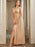 Sexy V-Neck Sleeveless Floor Length Dress with Slit-koscy