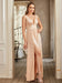 Sexy V-Neck Sleeveless Floor Length Dress with Slit-koscy