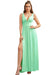 Sexy V-Neck Sleeveless Floor Length Dress with Slit-koscy