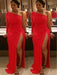 Sheath/Column One-Shoulder Long Sleeves Ruched Sweep/Brush Train Spandex Plus Size Dresses - Prom Dresses