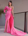 Sheath/Column One-Shoulder Long Sleeves Ruched Charmeuse Sweep/Brush Train Dresses - Prom Dresses