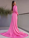 Sheath/Column One-Shoulder Long Sleeves Ruched Charmeuse Sweep/Brush Train Dresses - Prom Dresses