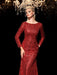 Sheath/Column Scoop Sequin Long Sleeves Long Sequins Dresses - Prom Dresses