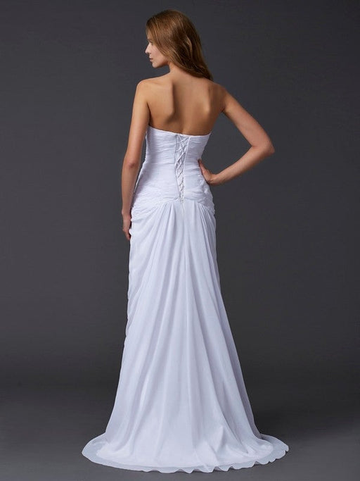 Sheath/Column Sweetheart Sleeveless Long Beading Chiffon Dresses - Prom Dresses