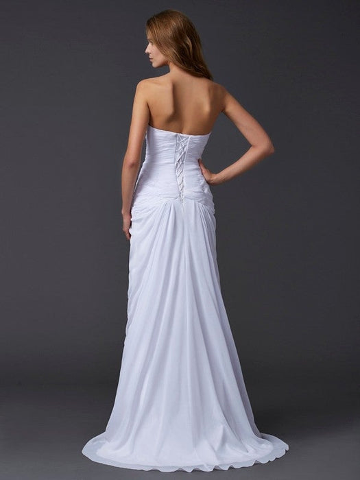 Sheath/Column Sweetheart Sleeveless Long Beading Chiffon Dresses - Prom Dresses
