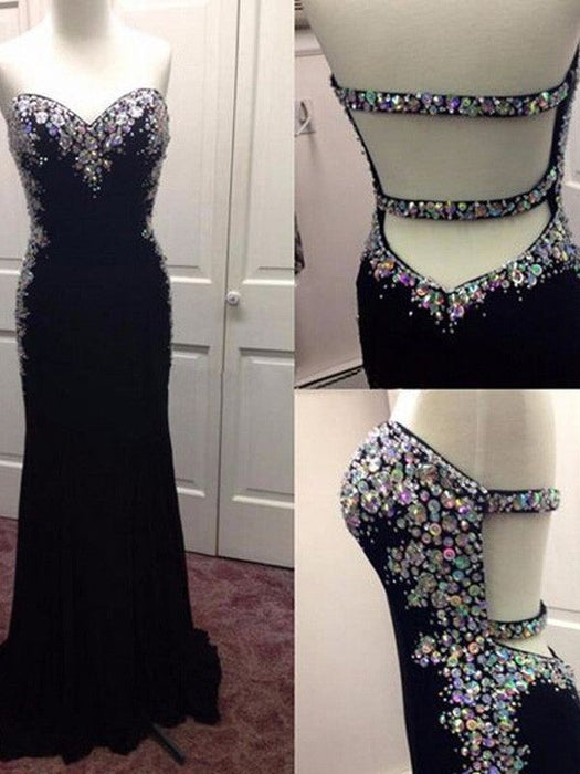 Sheath/Column Sweetheart Sleeveless Spandex Paillette Sweep/Brush Train Dresses - Prom Dresses