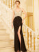 Sheath/Column V-neck Beading Sleeveless Sweep/Brush Train Spandex Dresses - Prom Dresses