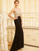 Sheath/Column V-neck Beading Sleeveless Sweep/Brush Train Spandex Dresses - Prom Dresses