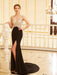 Sheath/Column V-neck Beading Sleeveless Sweep/Brush Train Spandex Dresses - Prom Dresses