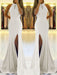 Sheath Halter Sleeveless Sweep/Brush Train With Ruffles Stretch Crepe Dresses - Prom Dresses
