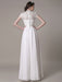 Sheath Wedding Dress V-Neck Lace Chiffon Pleated Floor Length Bridal Dress misshow