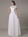 Sheath Wedding Dress V-Neck Lace Chiffon Pleated Floor Length Bridal Dress misshow