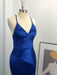 Sheath V-neck Sleeveless Sweep/Brush Train With Ruched Elastic Woven Satin Dresses - Prom Dresses