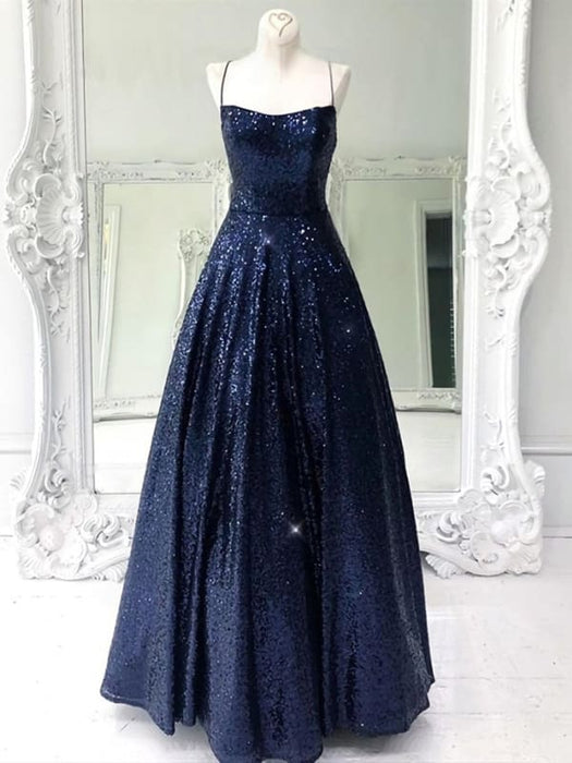 Sparkly Backless Navy Blue Formal Evening Dress On Sale-Bridelily Sparkly Backless Navy Blue Formal Evening Dress On Sale-Bridelily