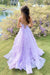 Shiny V Neck Open Back Purple/Pink Long Prom Dresses, Backless Purple/Pink Formal Dresses, Purple/Pink Evening Dresses