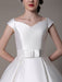 Ivory Wedding Dresses 2021 short satin  Knee Length bow Sash retro  bridal dress misshow