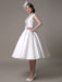 Ivory Wedding Dresses 2021 short satin  Knee Length bow Sash retro  bridal dress misshow