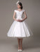 Ivory Wedding Dresses 2021 short satin  Knee Length bow Sash retro  bridal dress misshow