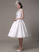 Ivory Wedding Dresses 2021 short satin  Knee Length bow Sash retro  bridal dress misshow