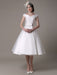 Ivory Wedding Dresses 2021 short satin  Knee Length bow Sash retro  bridal dress misshow