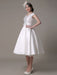 Ivory Wedding Dresses 2021 short satin  Knee Length bow Sash retro  bridal dress misshow