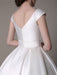 Ivory Wedding Dresses 2021 short satin  Knee Length bow Sash retro  bridal dress misshow