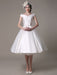 Ivory Wedding Dresses 2021 short satin  Knee Length bow Sash retro  bridal dress misshow