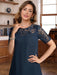 Short Sleeve Knee-Length A-Line Princess Jewel Neck Mother of the Bride & Groom Dress with Ruffles Lace Appliques and Sequins