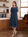 Short Sleeve Knee-Length A-Line Princess Jewel Neck Mother of the Bride & Groom Dress with Ruffles Lace Appliques and Sequins