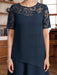 Short Sleeve Knee-Length A-Line Princess Jewel Neck Mother of the Bride & Groom Dress with Ruffles Lace Appliques and Sequins
