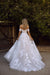 wedding dresses a line off the shoulder  lace flora appliqued tulle bridal gown with train