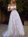 wedding dresses 2021 a line off the shoulder short sleeve lace flora appliqued tulle bridal gown with train