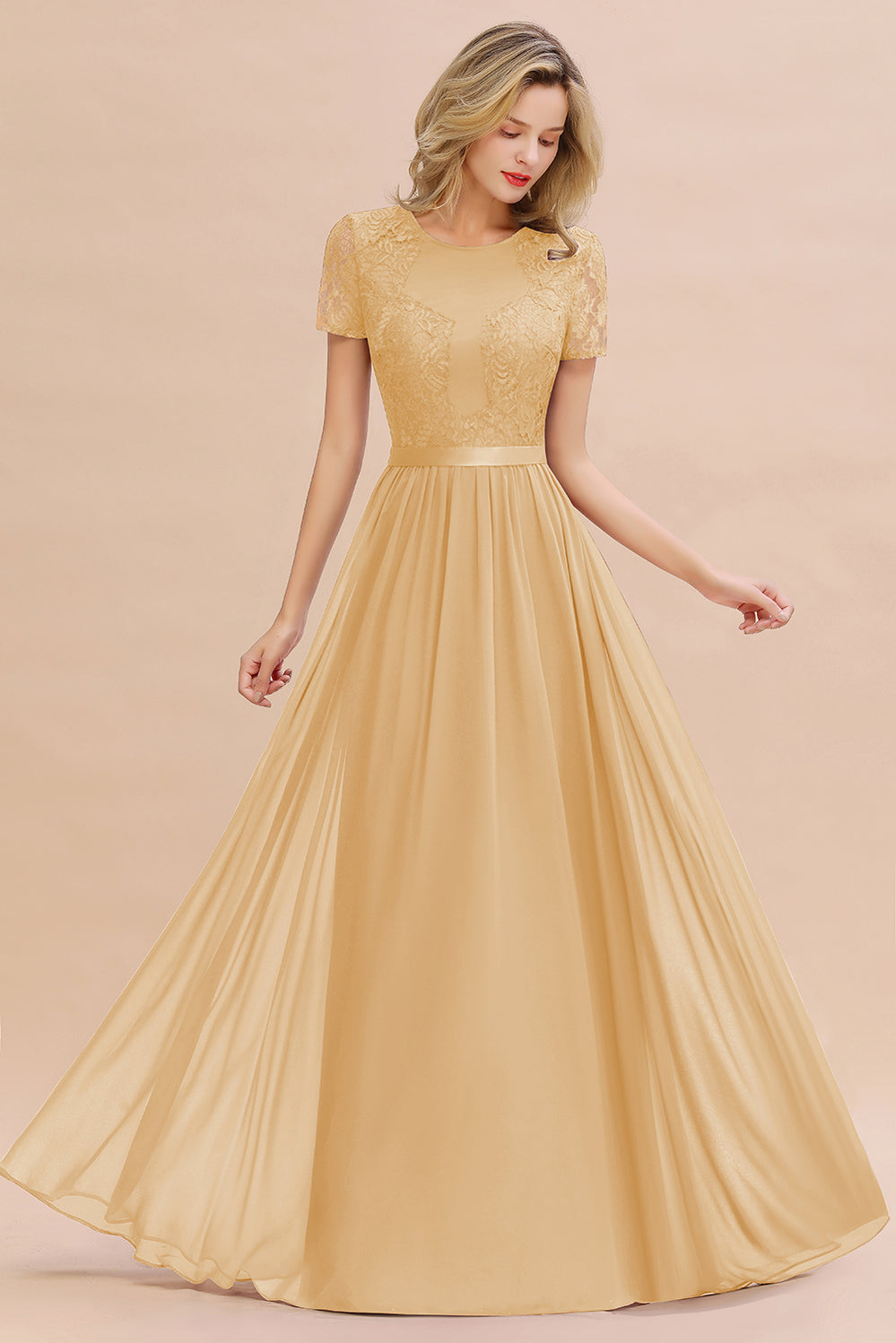 A-Line Chiffon Burgundy Bridesmaid Dress with Slit