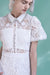 Short Sleeves Aline Lace Formal Dress White Tea Length Casual Wear Dress - Dresses