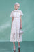 Short Sleeves Aline Lace Formal Dress White Tea Length Casual Wear Dress - Dresses