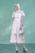 Short Sleeves Aline Lace Formal Dress White Tea Length Casual Wear Dress - White / S - Dresses