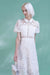 Short Sleeves Aline Lace Formal Dress White Tea Length Casual Wear Dress - Dresses