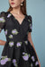 Short Sleeves Black Lace Dress V-Neck Flowers Casual Wear Dress for Girls - Dresses