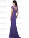 Sweetheart Short-Sleeve Floor-Length Sheath Mother of the Bride Dress with Lace Appliques & Sequins
