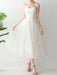 Short Wedding Dress2021 A Line Sweetheart Neck Sleeveless Tea Length Natural Waist Tulle Bridal Dresses