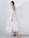 Short Wedding Dress 2021 A Line V Neck Short Sleeves Tea Length Bridal Dresses