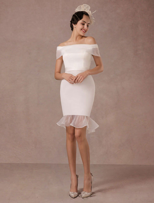 Vintage Mermaid Satin Short Wedding Dress On Sale-Bridelily