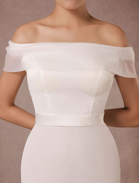 Vintage Mermaid Satin Short Wedding Dress On Sale-Bridelily Vintage Mermaid Satin Short Wedding Dress On Sale-Bridelily