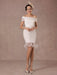Short Wedding Dress Mermaid Off-the-shoulder Satin Vintage Wedding Dress Ruffles Mini Bridal Summer Wedding Dresses 2021