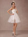 Short Wedding Dress Organza One-shoulder A-line Backless Satin Mini Summer Wedding Dresses 2021