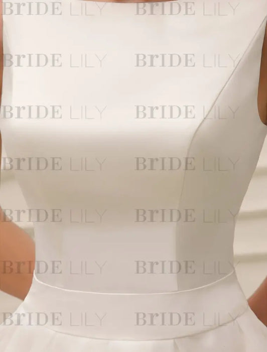 Short Wedding Dress Vintage Bridal Dress 1950’s Bateau Sleeveless Reception Bridal Gown misshow