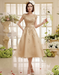 Short Wedding Dresses Champagne Lace Applique Vintage Bridal Dress Illusion Sweetheart Tea Length Wedding Reception Dresse