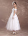 Short Wedding Dresses Off The Shoulder Vintage Bridal Dress 1950's Lace Applique Tulle Tea Length Ivory Wedding Reception Dress misshow
